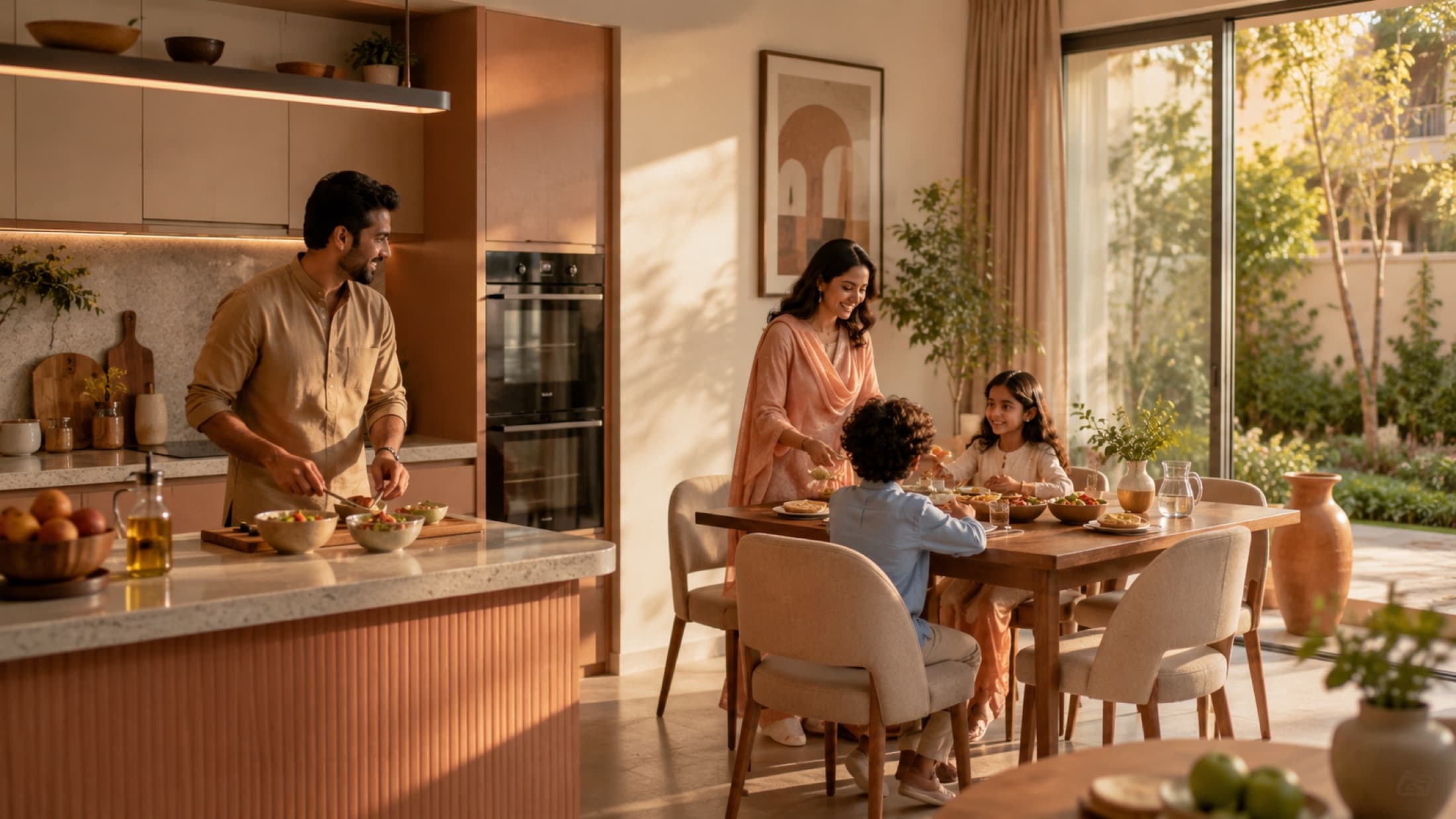Daylight filling the open family living space